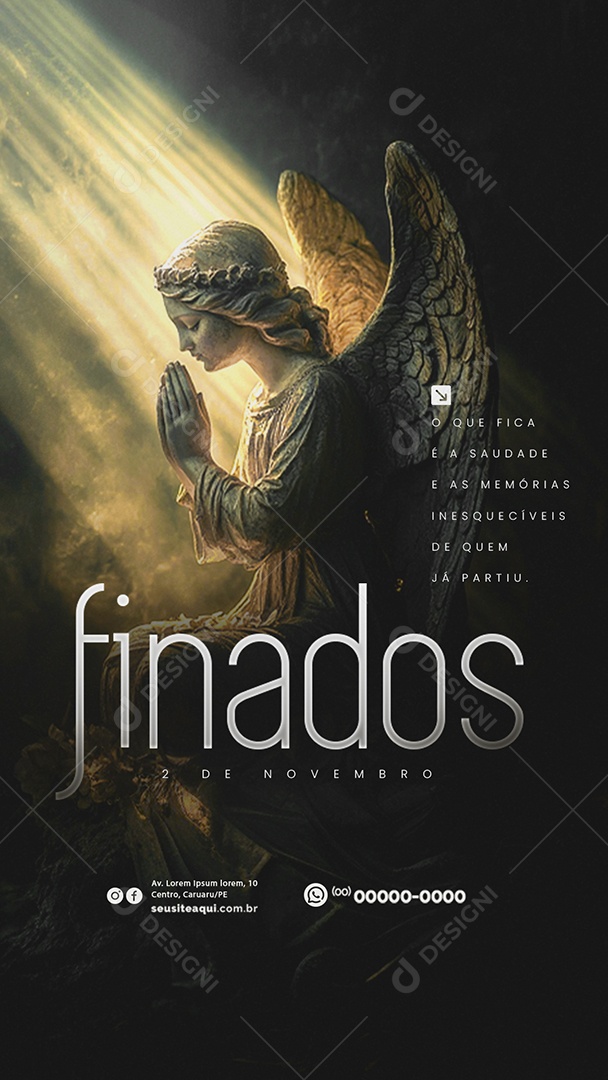 Story Dia de Finados 02 de Novembro o Que Fica é a Saudade Social Media PSD Editável