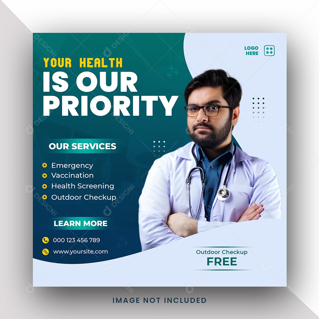 Clínica Médica A saúde Do Passeio é Nossa Prioridade Social Media PSD Editável