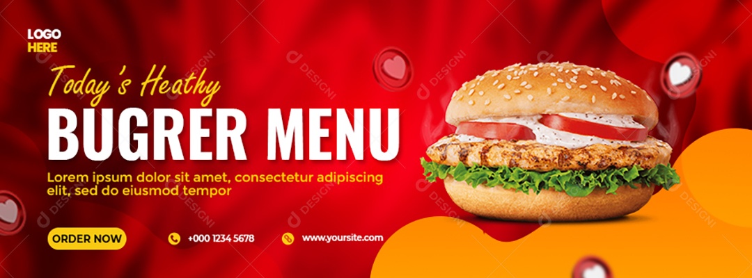 Banner Cardápio De Hambúrguer Social Media PSD Editável