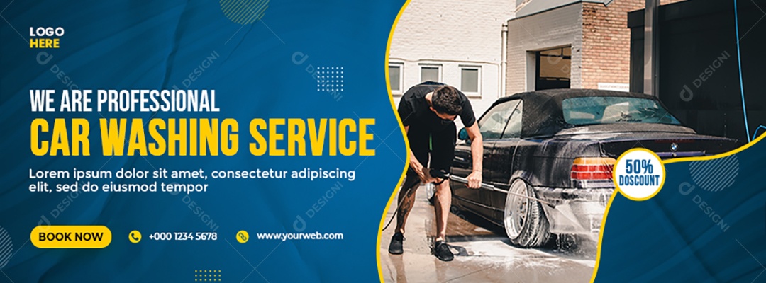 Banner Lava Jato Serviço de Lavagem de Carros Social Media PSD Editável