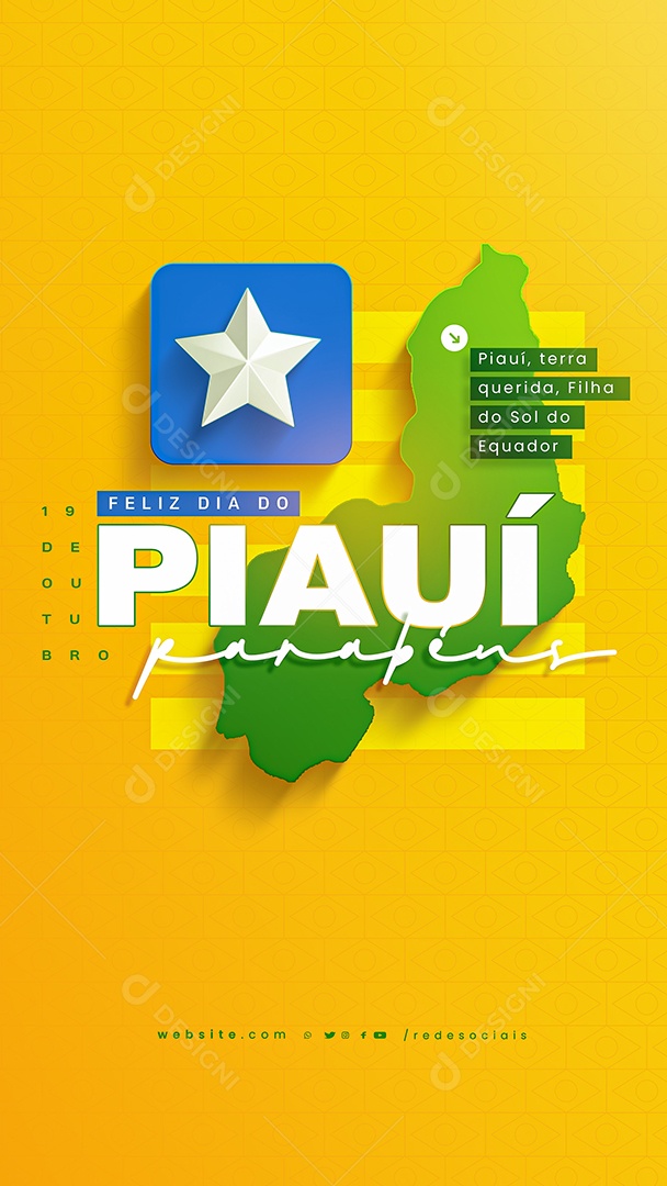 Story Dia do Piauí 19 de Outubro Parabéns Social Media PSD Editável