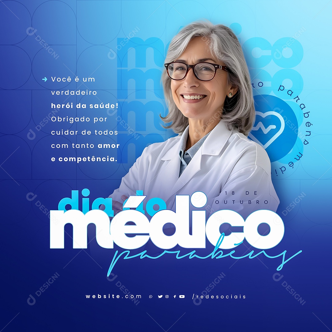 Dia do Médico 18 de Outubro Social Media PSD Editável