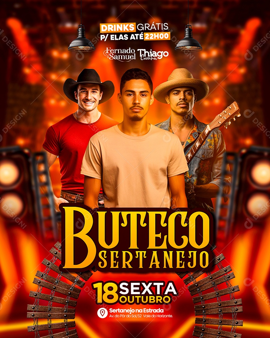 Flyer Buteco Sertanejo Social Media PSD Editável