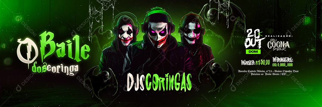 Carrossel Flyer Halloween O Baile dos Coringa Social Media PSD Editável