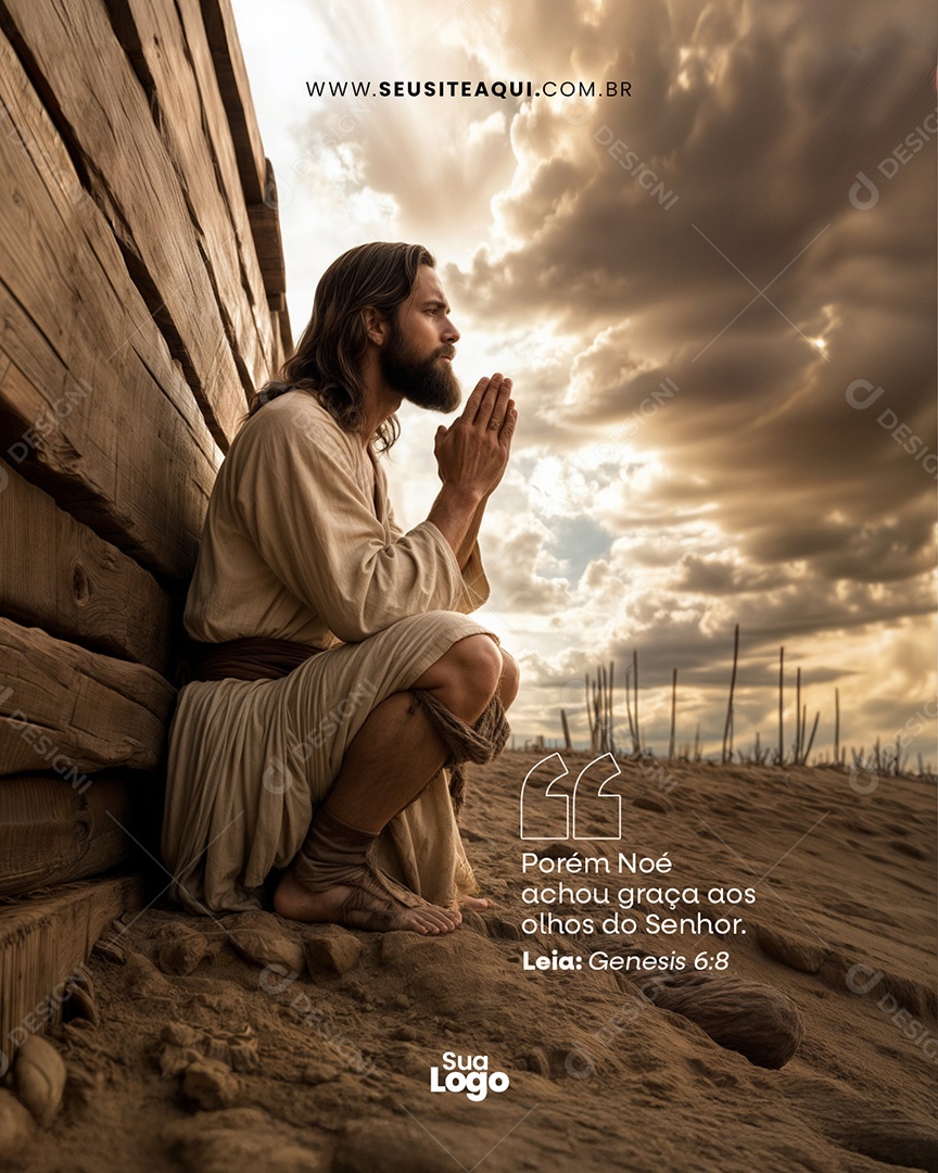 Frase Motivacional Bíblica Social Media PSD Editável