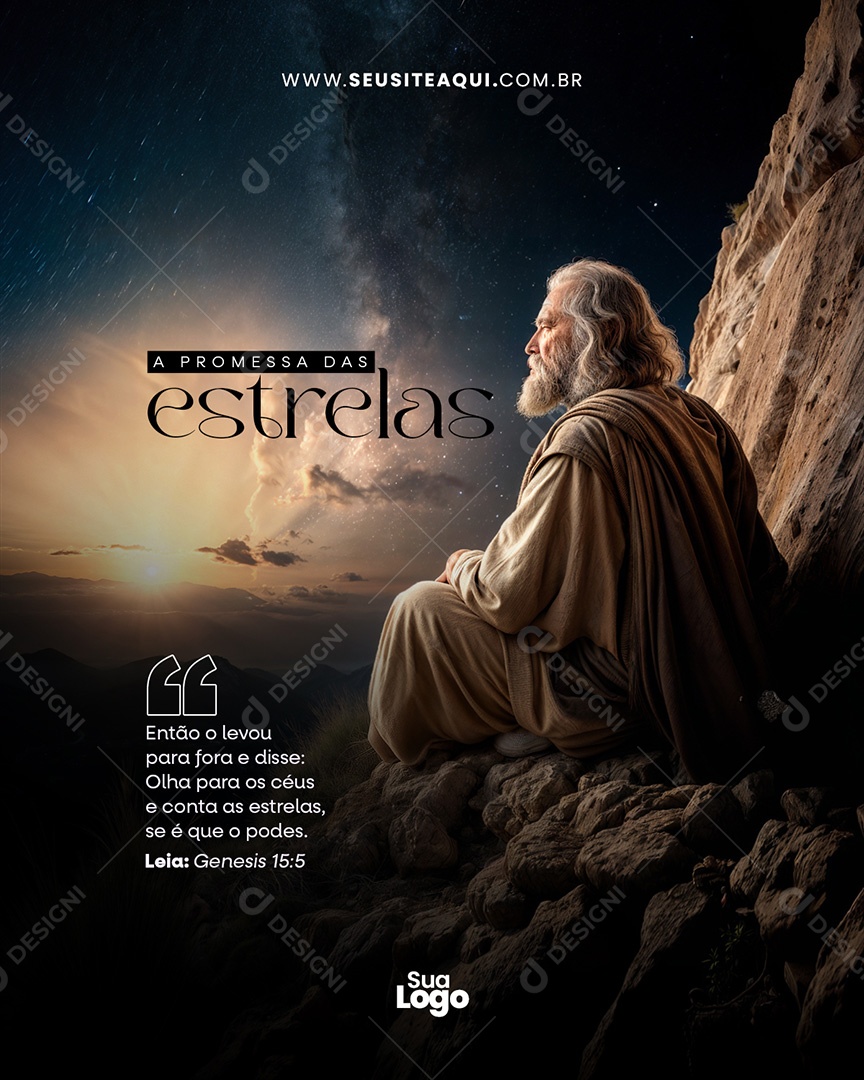 A Promessa das Estrelas Frase Motivacional Bíblica Social Media PSD Editável