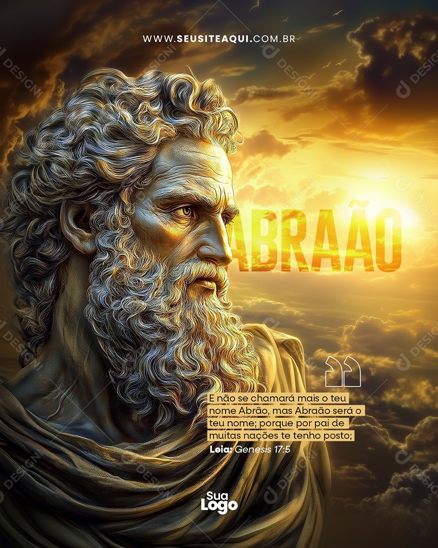 Abraão Frase Motivacional Bíblica Social Media PSD Editável