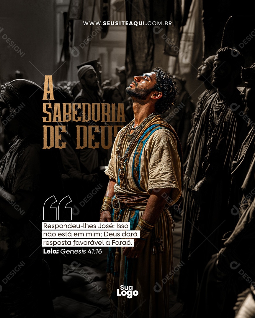 A Sabedoria de Deus Frase Motivacional Bíblica Social Media PSD Editável