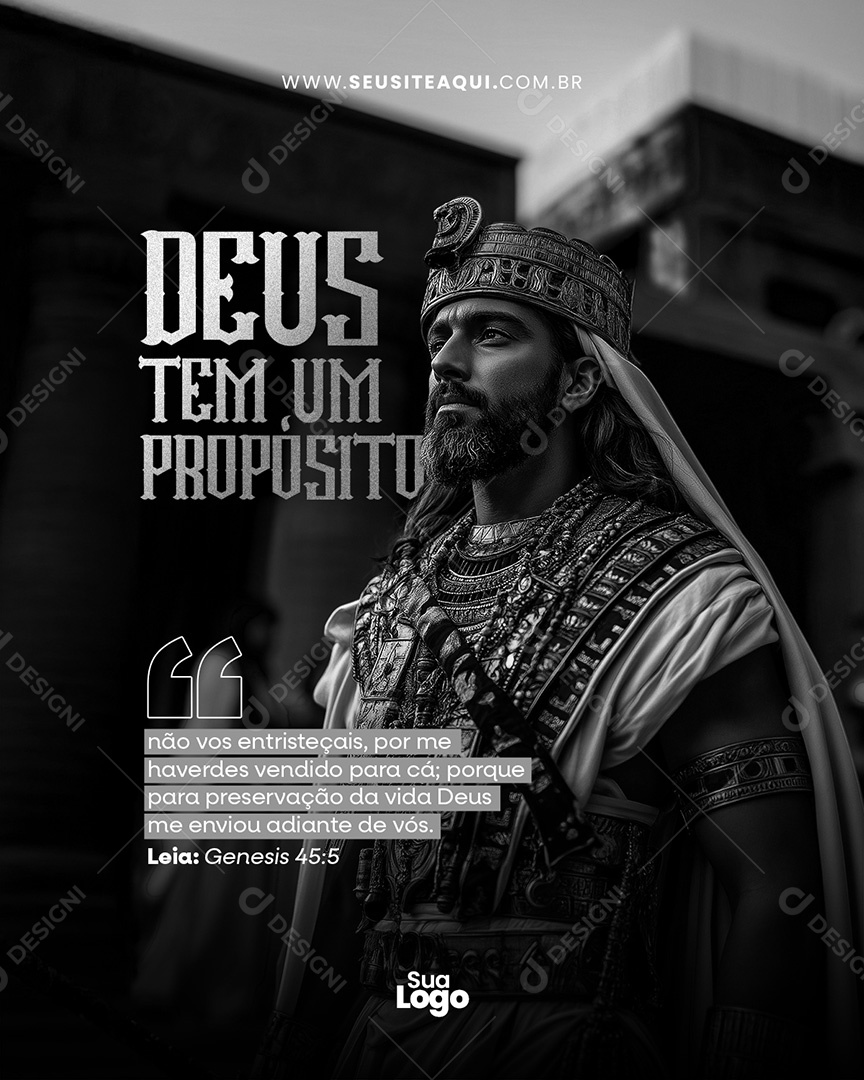 Deus Tem Um Propósito Frase Motivacional Bíblica Social Media PSD Editável