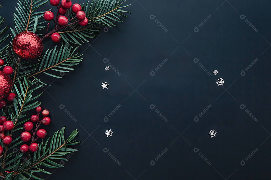 Background with Christmas ornaments for happy Christmas text writing