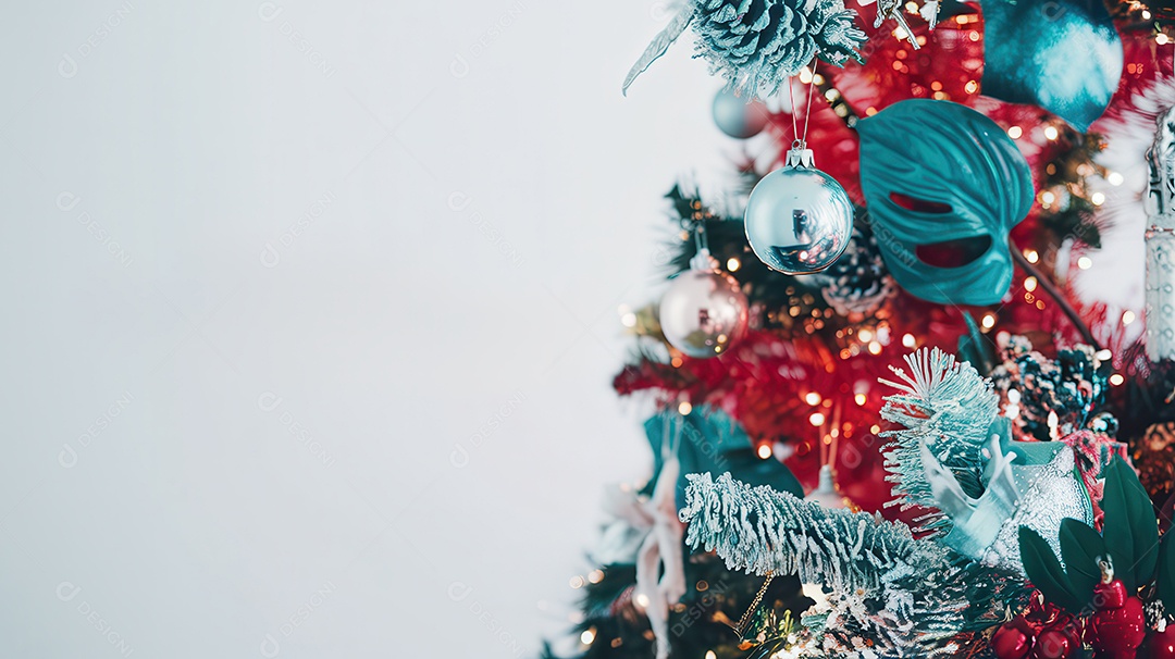 Background com enfeites natalinos para escrita de texto feliz natal.