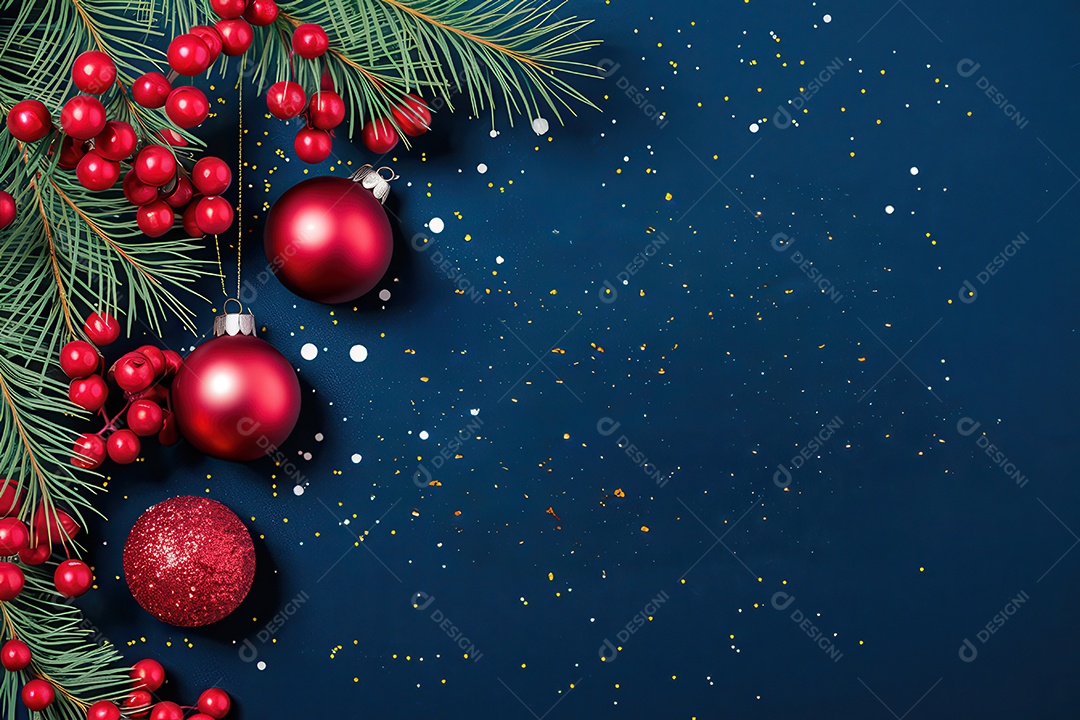 Background com enfeites natalinos para escrita de texto feliz natal.