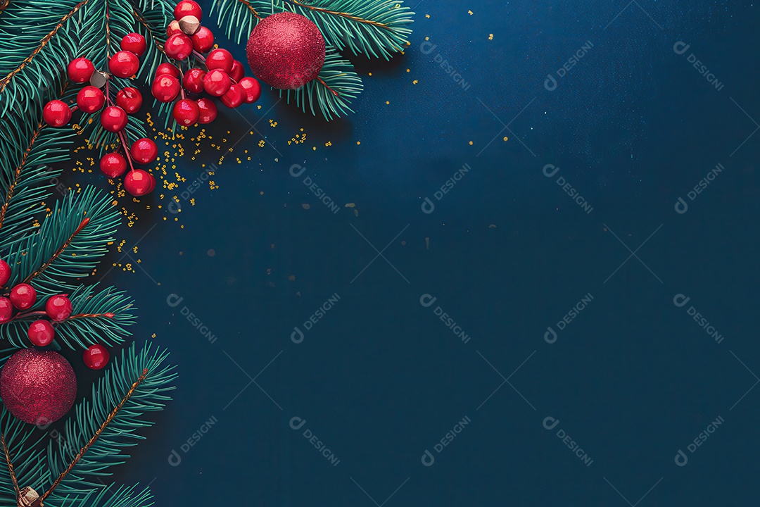 Background com enfeites natalinos para escrita de texto feliz natal.