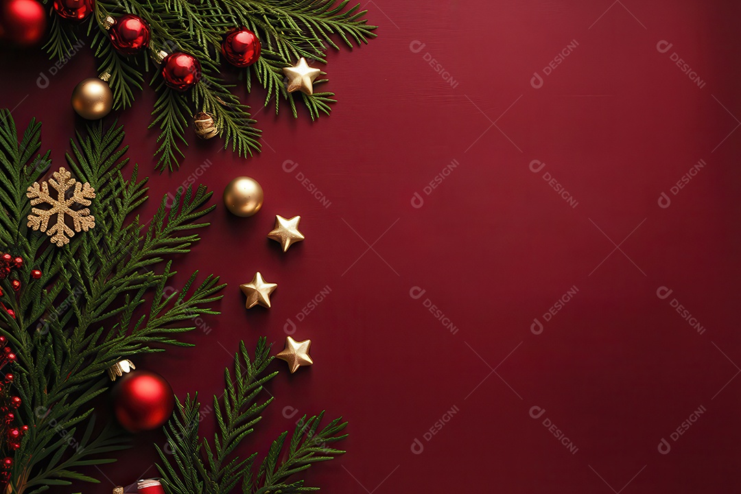 Background com enfeites natalinos para escrita de texto feliz natal.