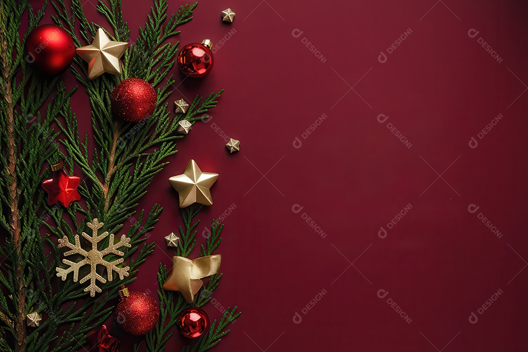 Background com enfeites natalinos para escrita de texto feliz natal.