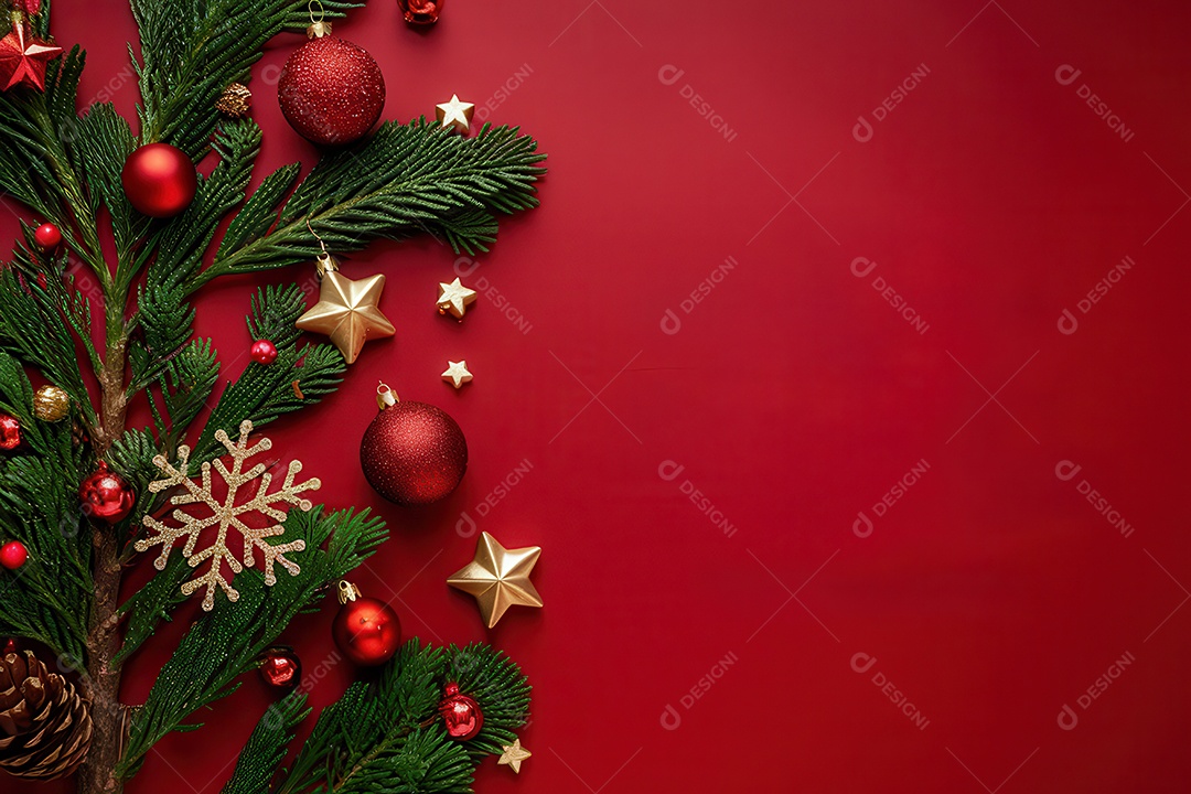 Background com enfeites natalinos para escrita de texto feliz natal.