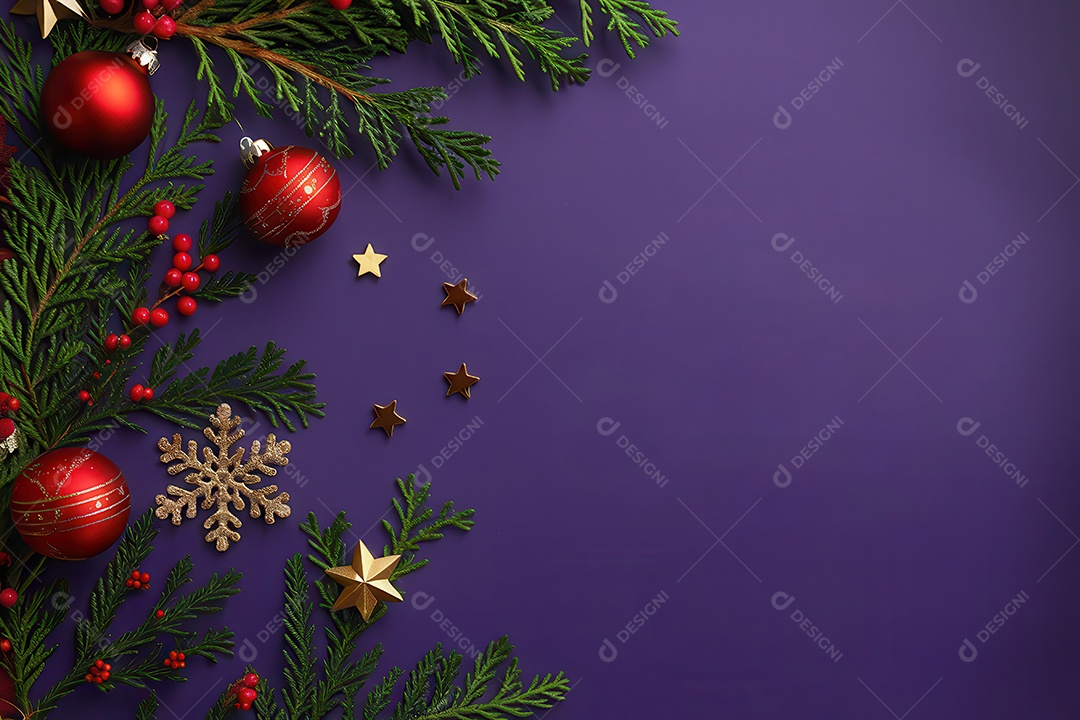 Background com enfeites natalinos para escrita de texto feliz natal.