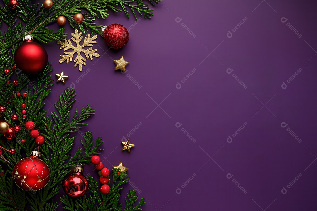 Background com enfeites natalinos para escrita de texto feliz natal.