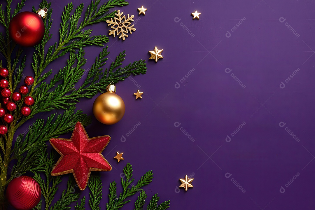 Background com enfeites natalinos para escrita de texto feliz natal.