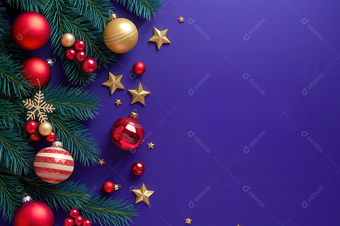 Background com enfeites natalinos para escrita de texto feliz natal.