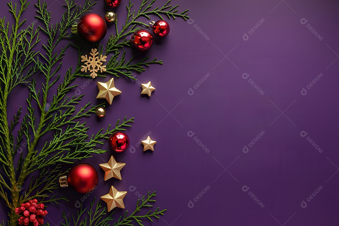 Background com enfeites natalinos para escrita de texto feliz natal.