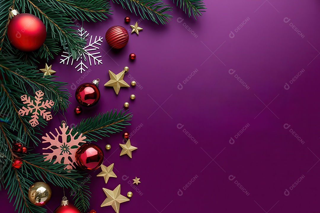 Background com enfeites natalinos para escrita de texto feliz natal.