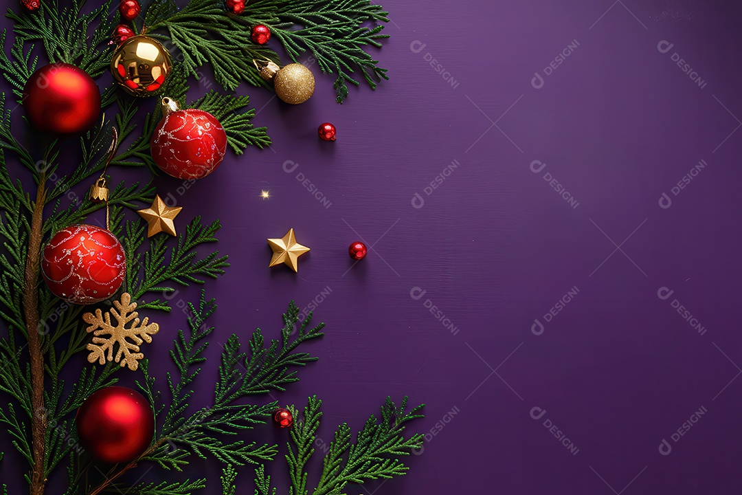Background com enfeites natalinos para escrita de texto feliz natal.