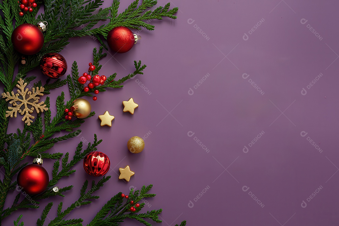 Background com enfeites natalinos para escrita de texto feliz natal.