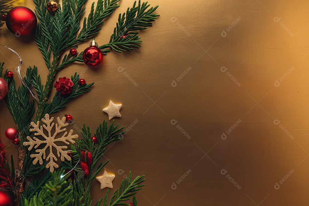 Background com enfeites natalinos para escrita de texto feliz natal.