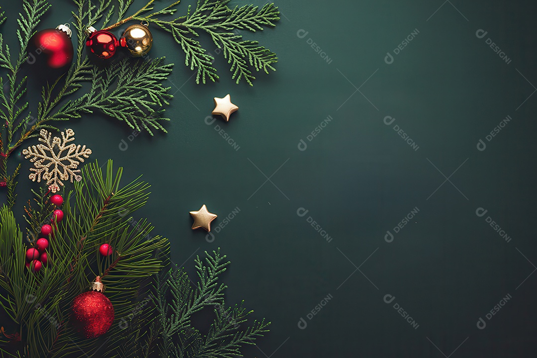 Background com enfeites natalinos para escrita de texto feliz natal.