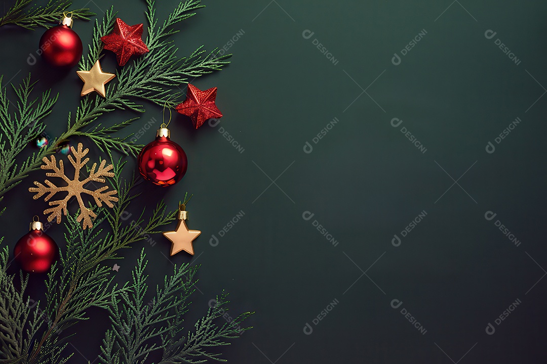 Background com enfeites natalinos para escrita de texto feliz natal.