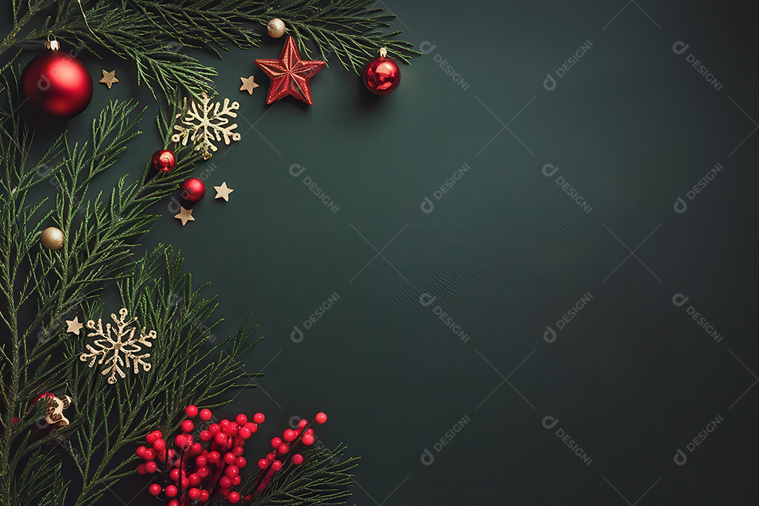 Background com enfeites natalinos para escrita de texto feliz natal.