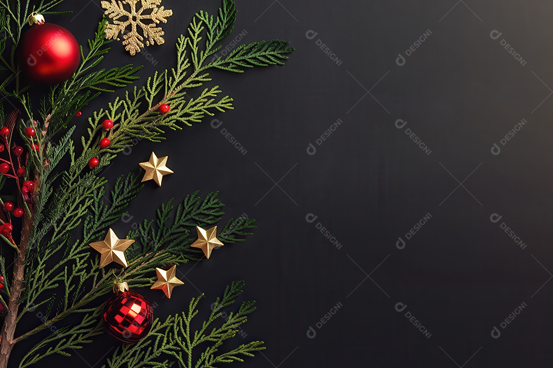 Background com enfeites natalinos para escrita de texto feliz natal.