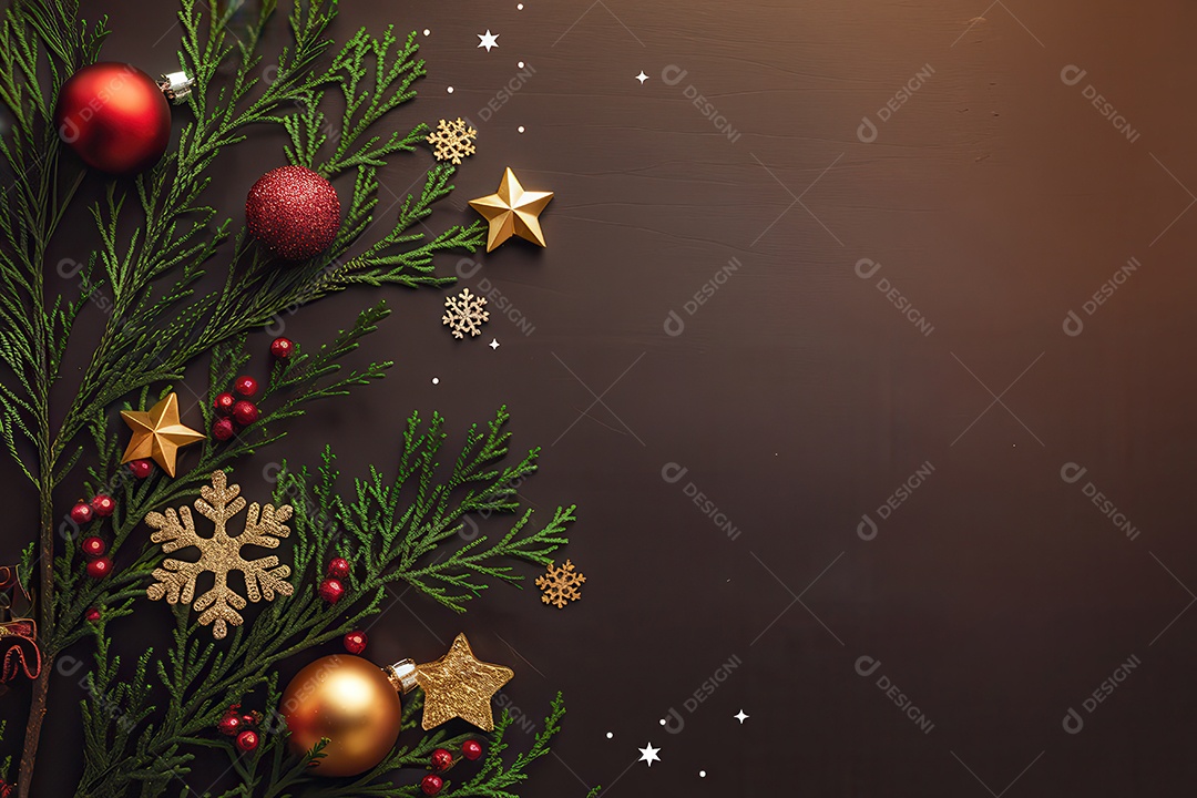 Background com enfeites natalinos para escrita de texto feliz natal.