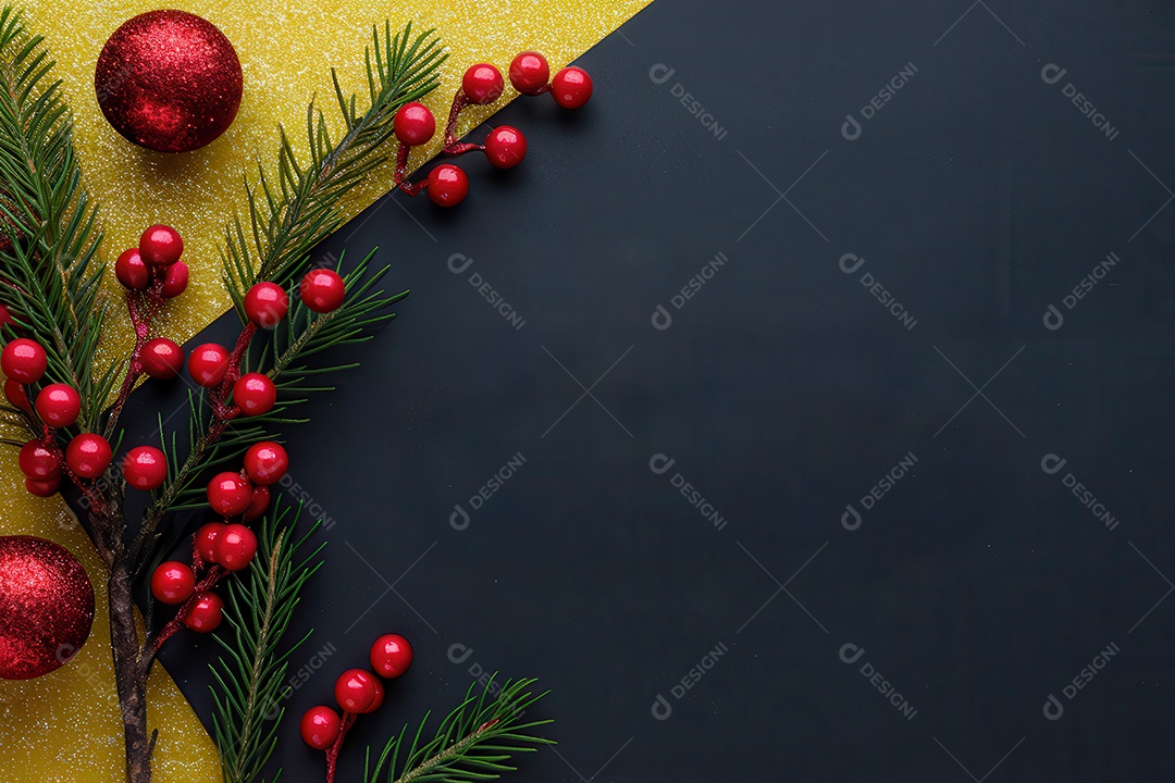 Background com enfeites natalinos para escrita de texto feliz natal.