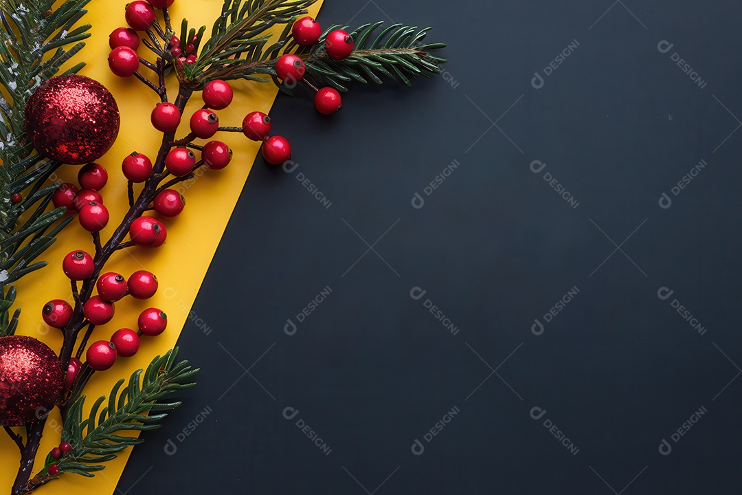 Background com enfeites natalinos para escrita de texto feliz natal.