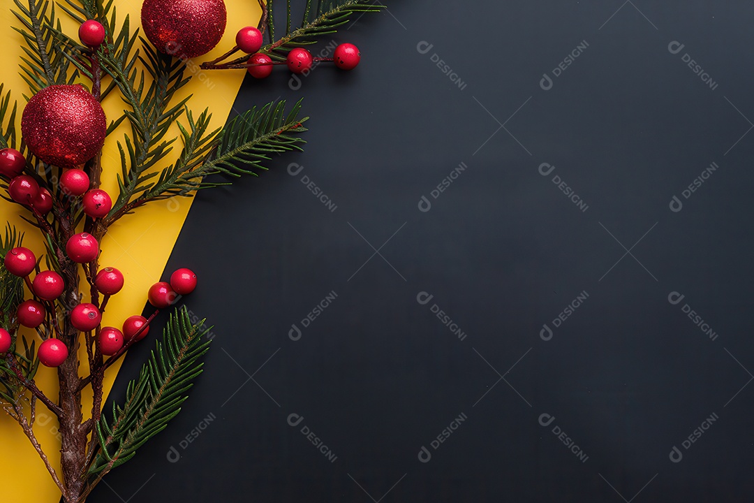 Background com enfeites natalinos para escrita de texto feliz natal.