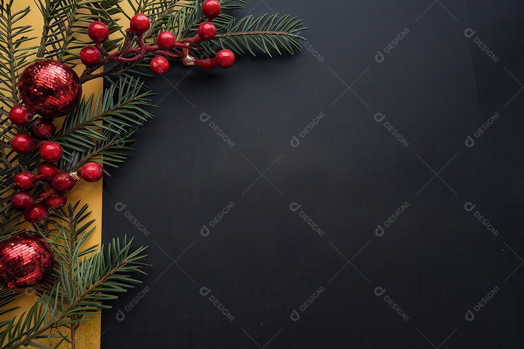 Background com enfeites natalinos para escrita de texto feliz natal.