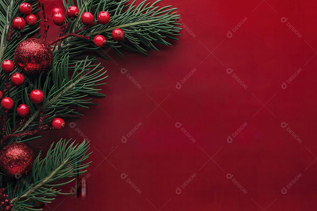 Background com enfeites natalinos para escrita de texto ano novo reveillon feliz natal.
