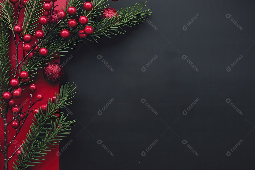 Background com enfeites natalinos para escrita de texto ano novo reveillon feliz natal.