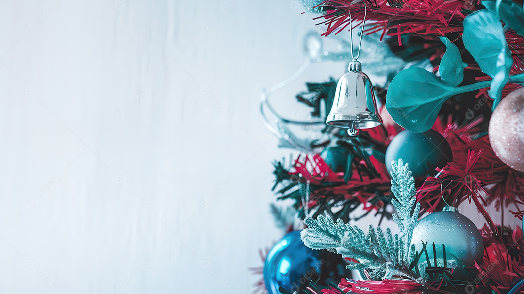 Background com enfeites natalinos para escrita de texto ano novo reveillon feliz natal.