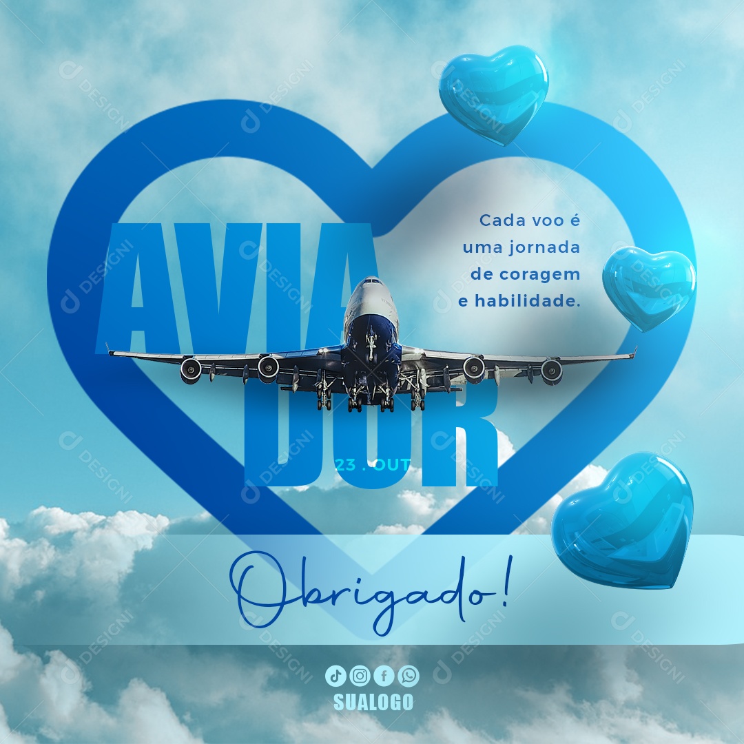 Dia do Aviador 23 de Outubro Social Media PSD Editável