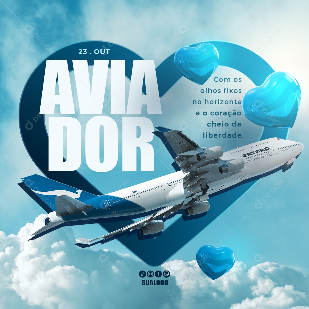 Dia do Aviador 23 de Outubro Social Media PSD Editável