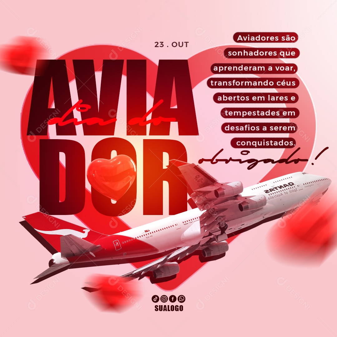 Dia do Aviador 23 de Outubro Social Media PSD Editável