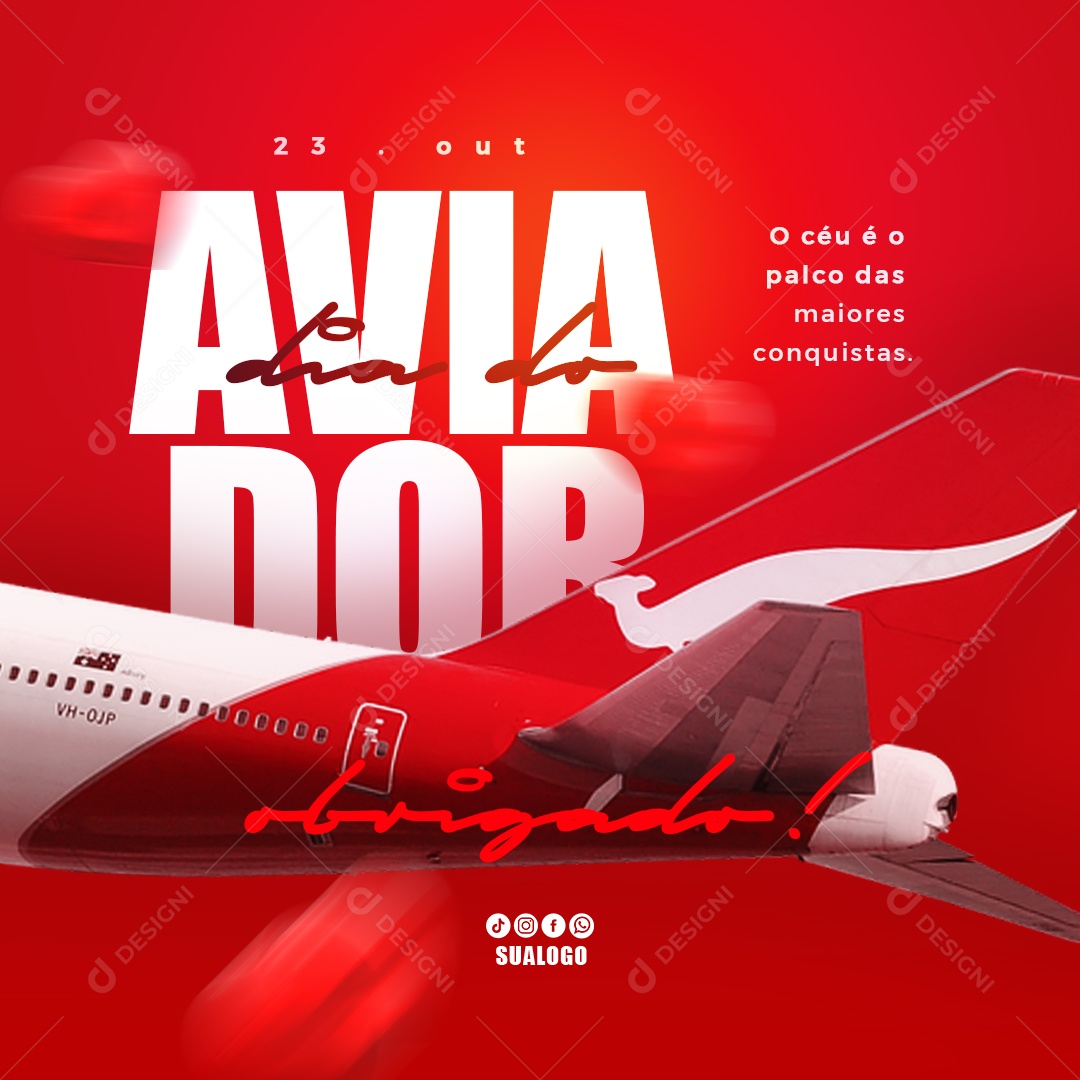Dia do Aviador 23 de Outubro Social Media PSD Editável