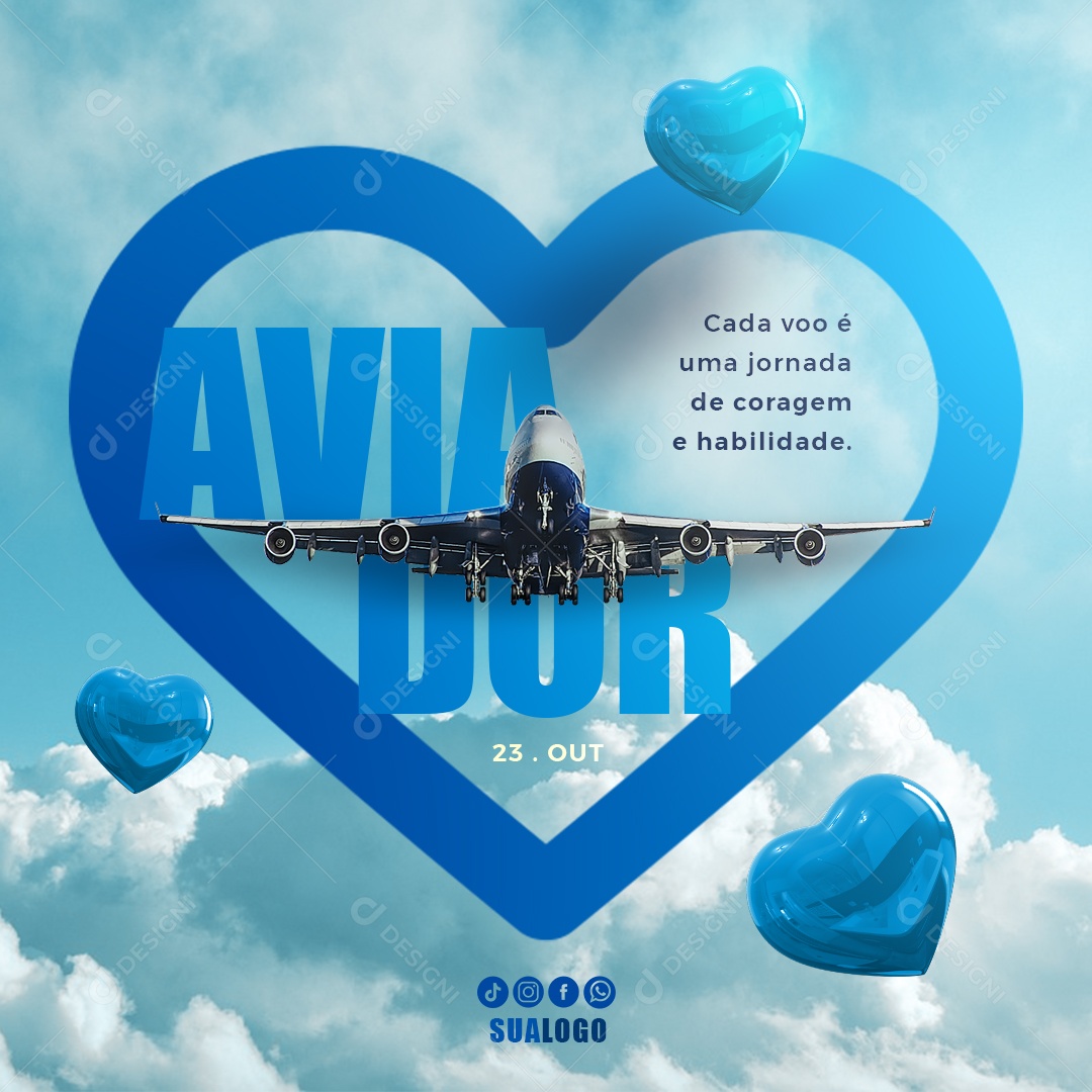 Dia do Aviador 23 de Outubro Social Media PSD Editável