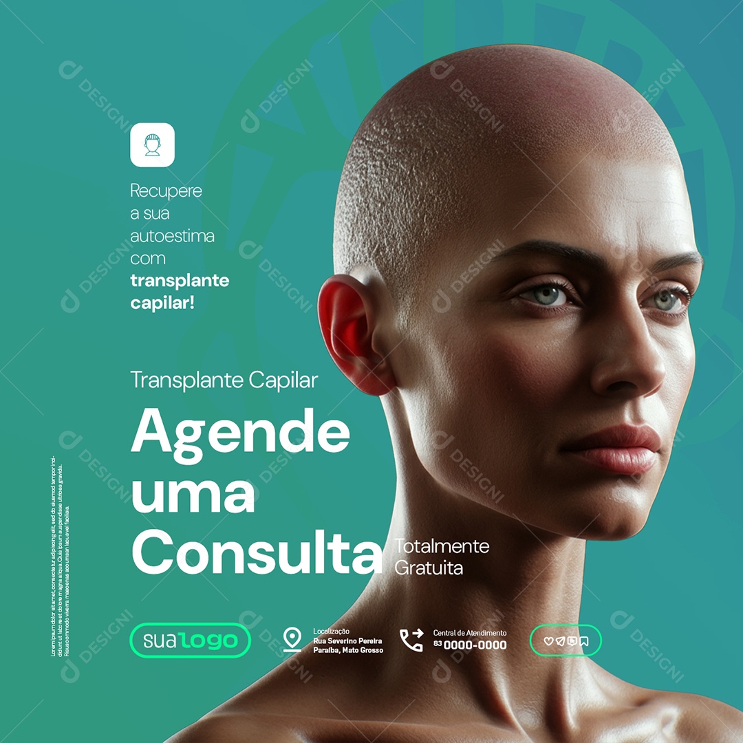 Transplante Capilar Agende uma Consulta Social Media PSD Editável