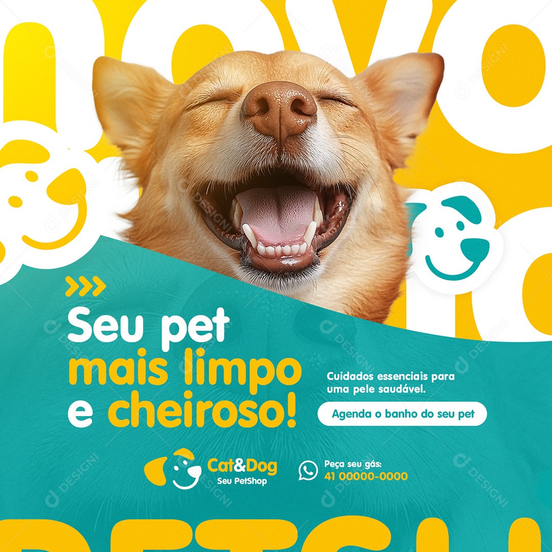 Petshop Seu Pet Mais Limpo e Cheiroso Social Media PSD Editável