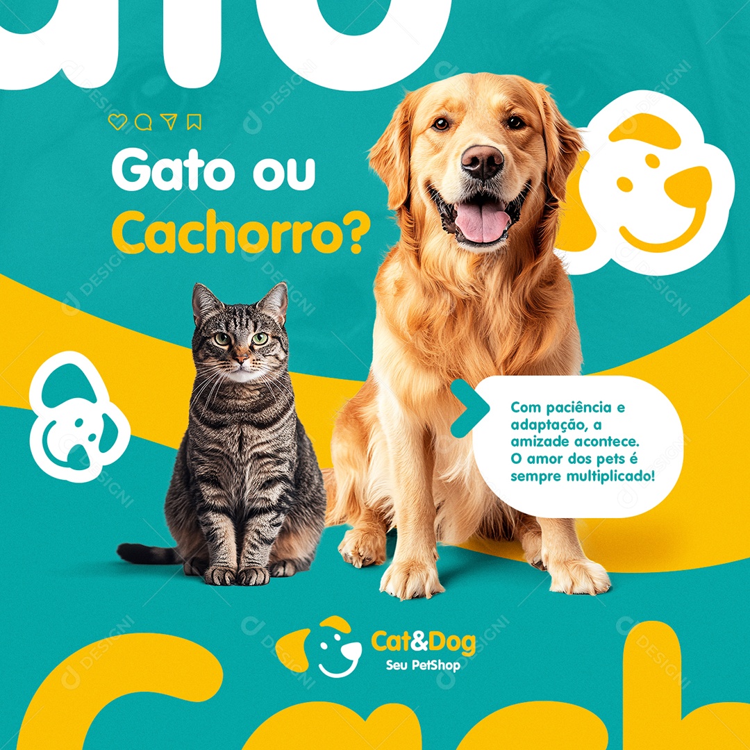 Petshop Cat or Dog Social Media PSD Editable