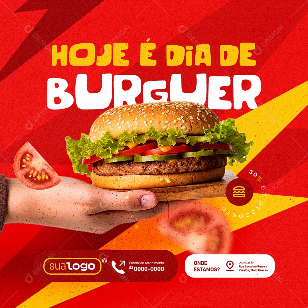Hamburgueria Lanchão Hoje é Dia de Burguer Social Media PSD Editável